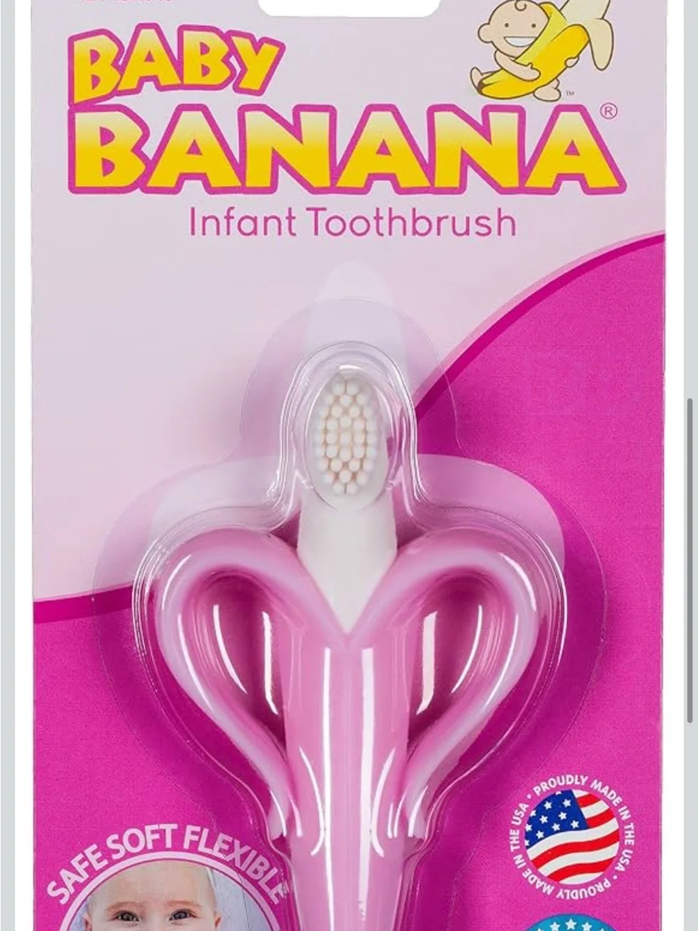 Baby Banana Infant Toothbrush & Teether - Light Pink